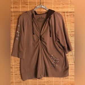 Vintage Cheetah Zipper Top 3/4 Sleeves Size XL